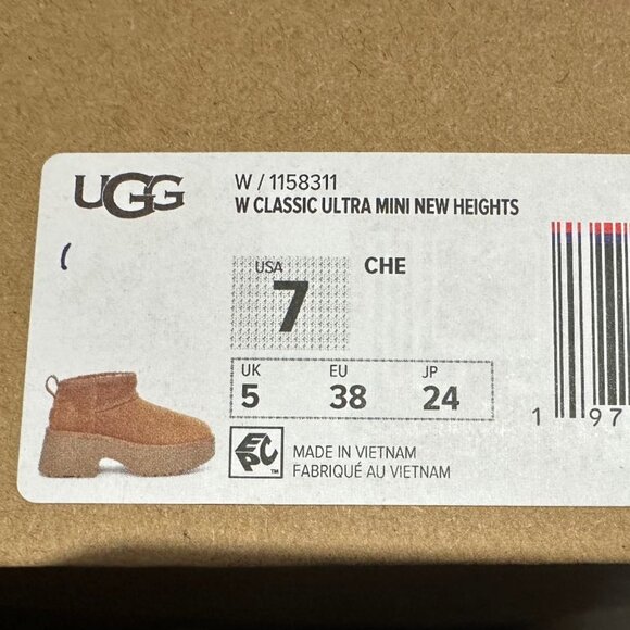 NIB UGG Ultra Mini New Heights Chestnut Suede Platform Boots 1158311 Size 7 - Picture 2 of 2